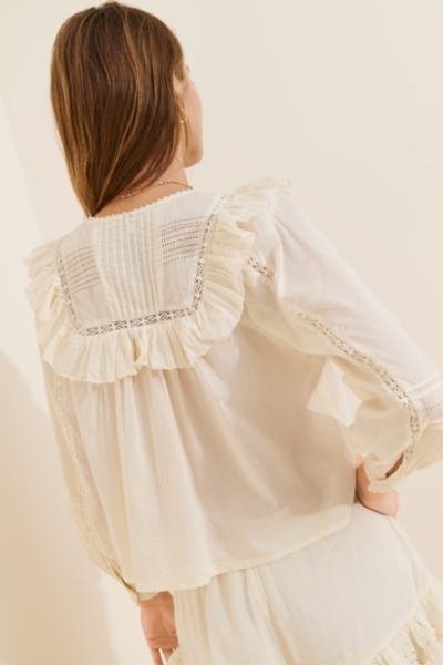 Lace Trim Pintuck Blouse | Nuuly