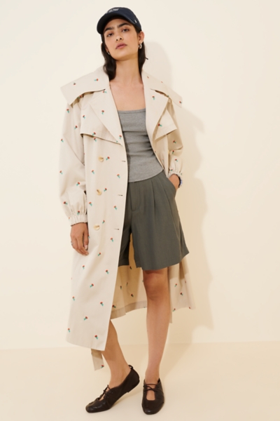 Floral Embroidered Trench Coat | Nuuly