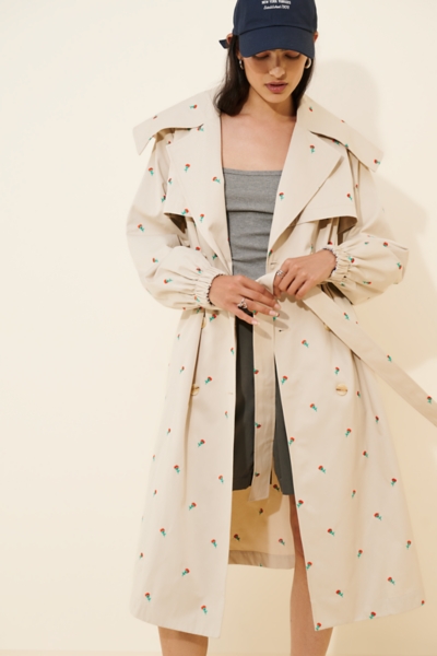 Floral Embroidered Trench Coat | Nuuly
