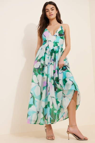 cream satin halter dress Rinna Satin Halter Maxi Dress - Ivory main image 1