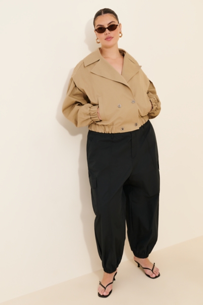 Linen Blend Crop Trench Jacket | Nuuly