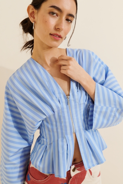 Elbow Sleeve Waisted Zip Up Top | Nuuly