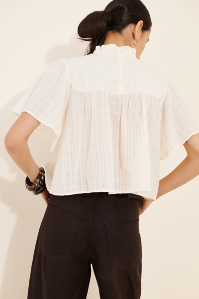 Pintuck Ruffle-Neck Top | Nuuly