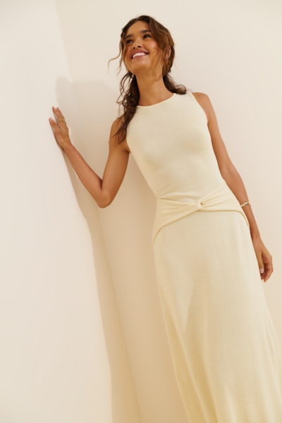 maxi dress no sleeves Bright pink maxi dress without sleeves  GUNTINA