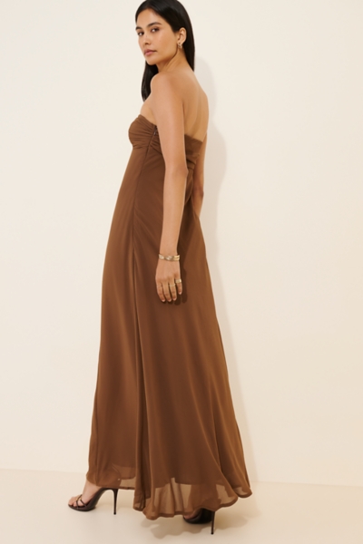 haley maxi dress brown Haley Sleeveless Diamond Pearl Maxi Dress