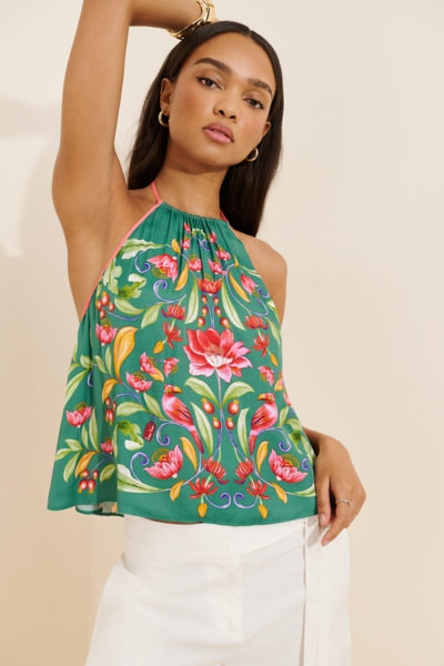 halter top swing dress Embroidered Black halter