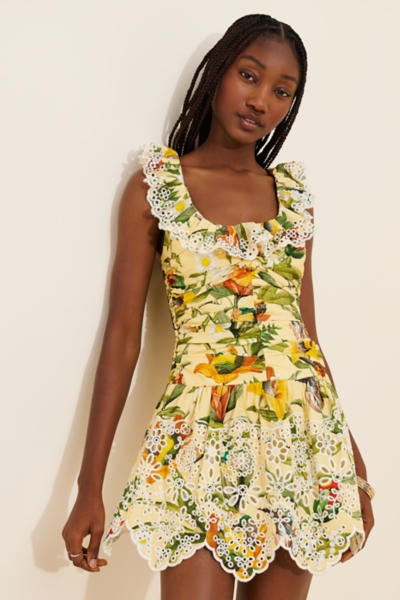 yellow drop waist dress Ava Presley Brocade Halter Homecoming 42399 / 2 4% Spandex Butter Yellow Shirred Drop Waist