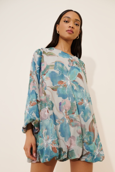 Sage Exploded Floral Mini Dress | Nuuly