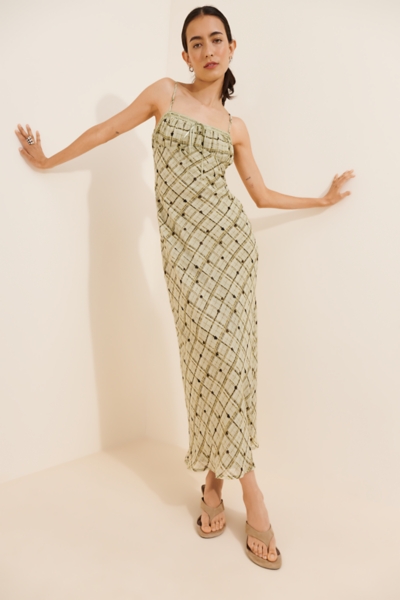 bias cut maxi dress Satin Bias-cut Maxi Dress L