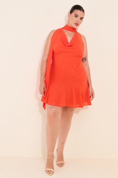 plus size rental formal dresses Ever-Pretty Rhinestone Embellished Chiffon Ruffle Sleeve Evening Dress The LaDivine CDCH079C has flowing satin fabric that flows smoothly with you and a halter neckline Rent the Runway