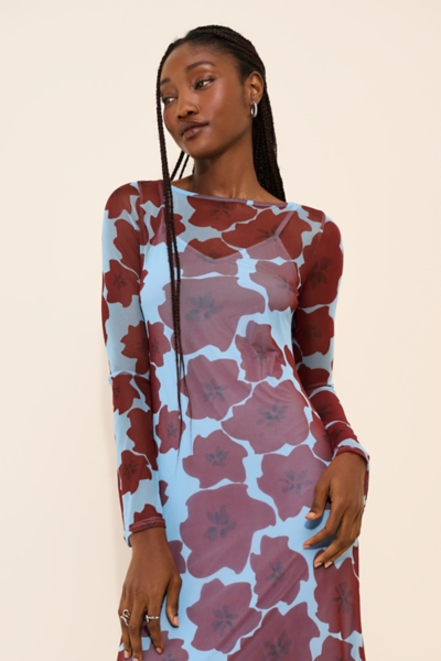 mesh long sleeve floral maxi dress Black boohoo Plus Floral Mesh Ruched Long Sleeve Maxi Dress