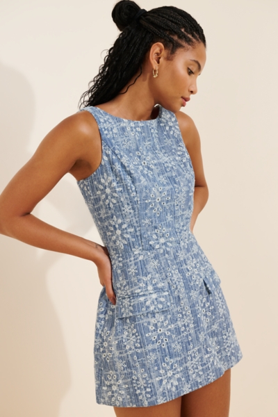 blue irish dance solo dress PLEATED DENIM ROMPER LARGE main image 0
