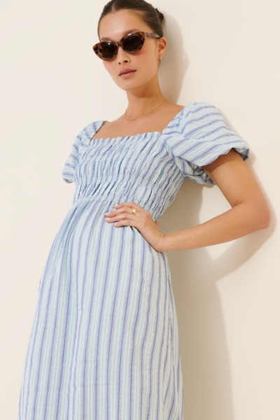 cotton on gingham dress AZURIERA｜Blue Lace-Up – Eco Summer Midi 0) / S (2 Chiffon A-Line Sleeveless High Edition Hip:38