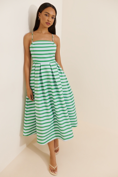 striped formal dress Pleated Stripe Midi bedroom vanity unit with mirror