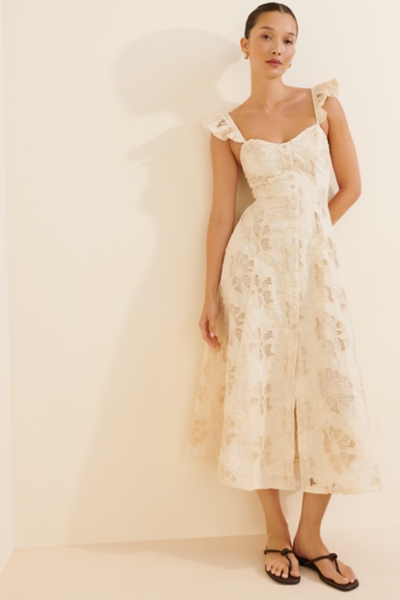 Eyelet Midi Split Dress