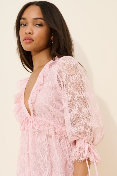 aeris lace ruffled layered dress Anthro - Corset Tiered Lace Ruffle Dress by Anthropologie