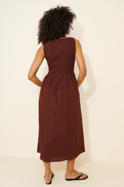 knee length dresses for ladies Elora Ribbed Midi Dress in Noir Black