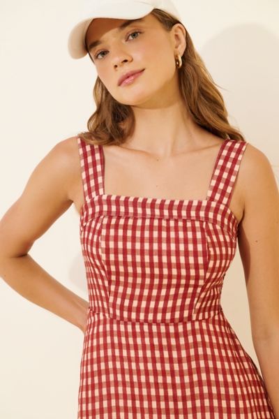 square neck linen blend mini dress Square Neck Linen Blend Minidress