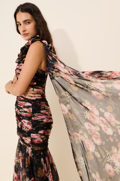 Chiffon One-Shoulder Maxi Dress