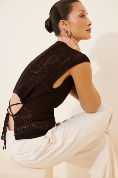 Ameri VINTAGE - Ameri VINTAGE BACK OPEN LACE UP KNIT TOPの通販 by