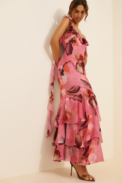 mare mare chiffon ruffle scoop-neck maxi slip dress Whisperlight Chiffon Scooped Neck Maxi Dress