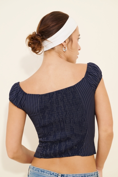 Eugenia Off-Shoulder Pinstripe Top | Nuuly
