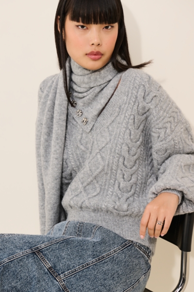 Oversized Cable-Knit Scarf Sweater | Nuuly
