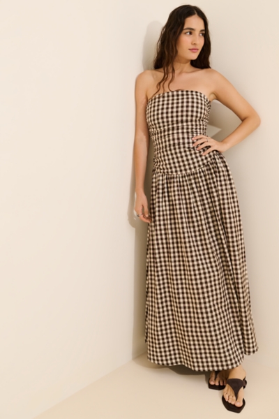 open back maxi dress black Yura Backless Twist / | MESHKI 94% Polyester COLOR:CAROB BROWN BATHROBES Cable-Knit Short-Sleeve Sweater Dress