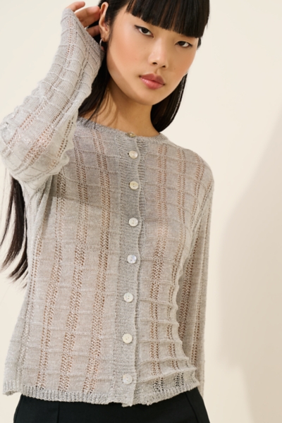 Open-Knit Grid Cardigan | Nuuly