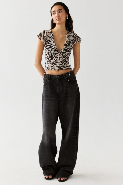 Maura Sheer Chiffon Tie-Front Keyhole Blouse | Nuuly