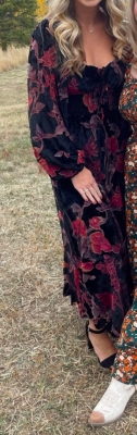 knee length dresses for ladies Renay Floral Burnout Velvet Midi Dress  VICI