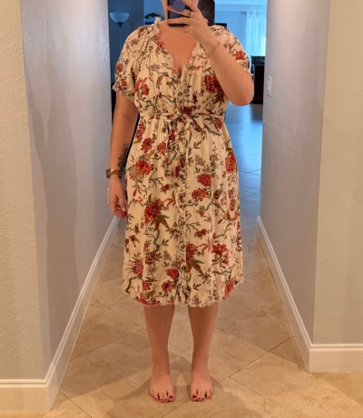 ruffled floral shirt dress anthropologie Maeve Ruffled Floral Shirt Dress