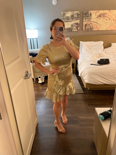 nuuly gold dress Antique Long Sleeve Maxi Dress