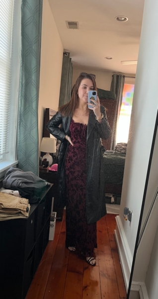 knee length dresses for ladies Burgundy Tie Front Devore Maxi Dress – Rare London main image 1