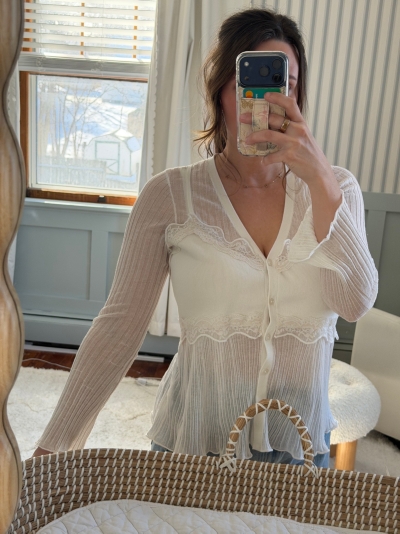 Sheer Lace Twofer Cardigan Sweater | Nuuly