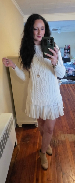 knitted dress with pockets Bethany Merino Wool Ribbed Swing Dress main image 1
