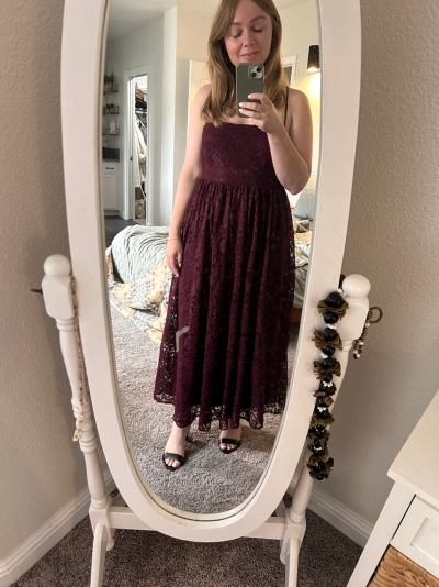 wine lace maxi dress Ultraviolet One Shoulder Lace Maxi Dress Wine Curve main image 0