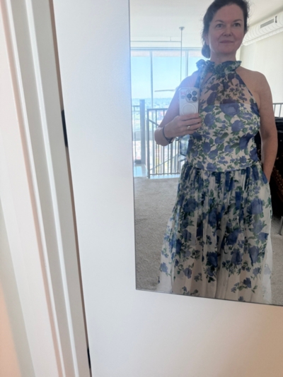 kendall floral maxi dress Kendall High-Neck Scarf Floral Organza Maxi Dress