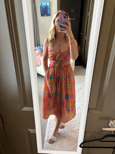 white midi dress with buttons Button Midi Dress
