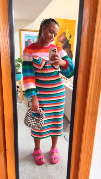 farm rio striped crochet dress FARM Rio Crochet Striped Mini Dress (Size Small)