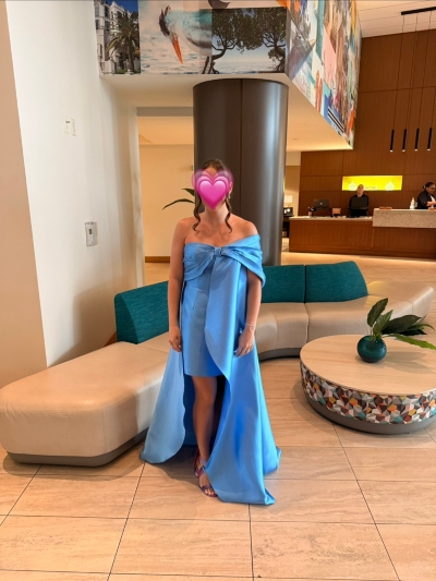 one-shoulder bow train dress hutch One-Shoulder Bow Train Dress