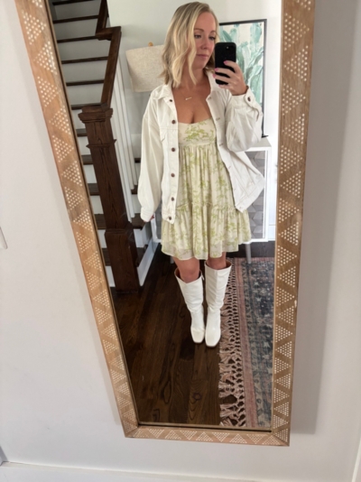 knee length dresses for ladies Lanchester Long Sleeve Mini Dress White main image 0