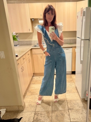 V-Neck Denim Jumpsuit | Nuuly