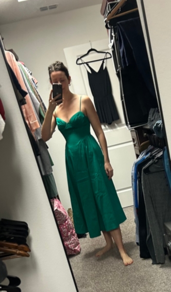 green emerald velvet dress Olive Green Bustier Midi Dress | Cotton