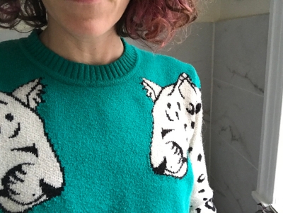 Snow Leopard Intarsia Knit Sweater