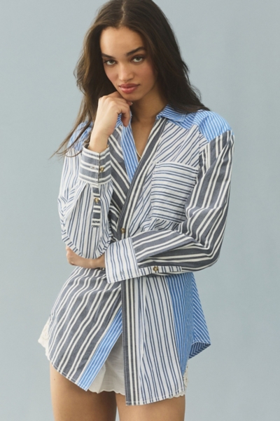 Reworked Mixed Stripe Buttondown Shirt | Nuuly