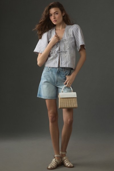 DIANTE TIE FRONT BARETOP グレー Short-Sleeve Boxy Tie-Front Top | Nuuly