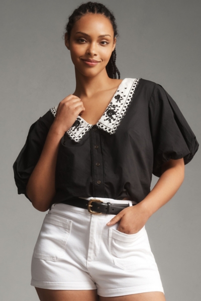 Puff-Sleeve Collared Top | Nuuly
