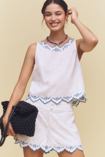 Embroidered Scallop-Hem Blouse | Nuuly