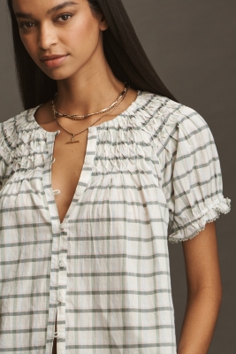 Short-Sleeve Smocked Top